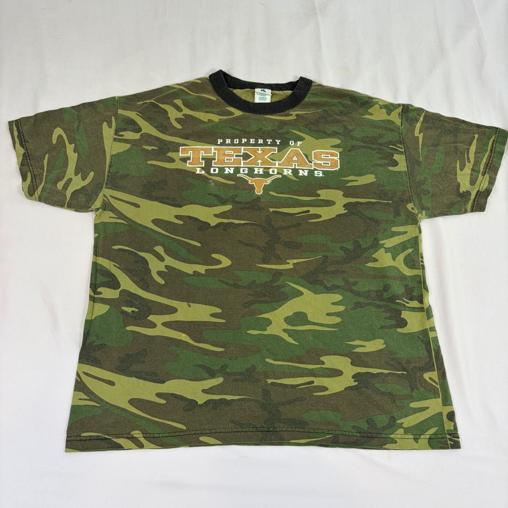Texas Longhorns Mens XL Green Camo Graphic T‎ Shirt Property Of Blokecore NCAA